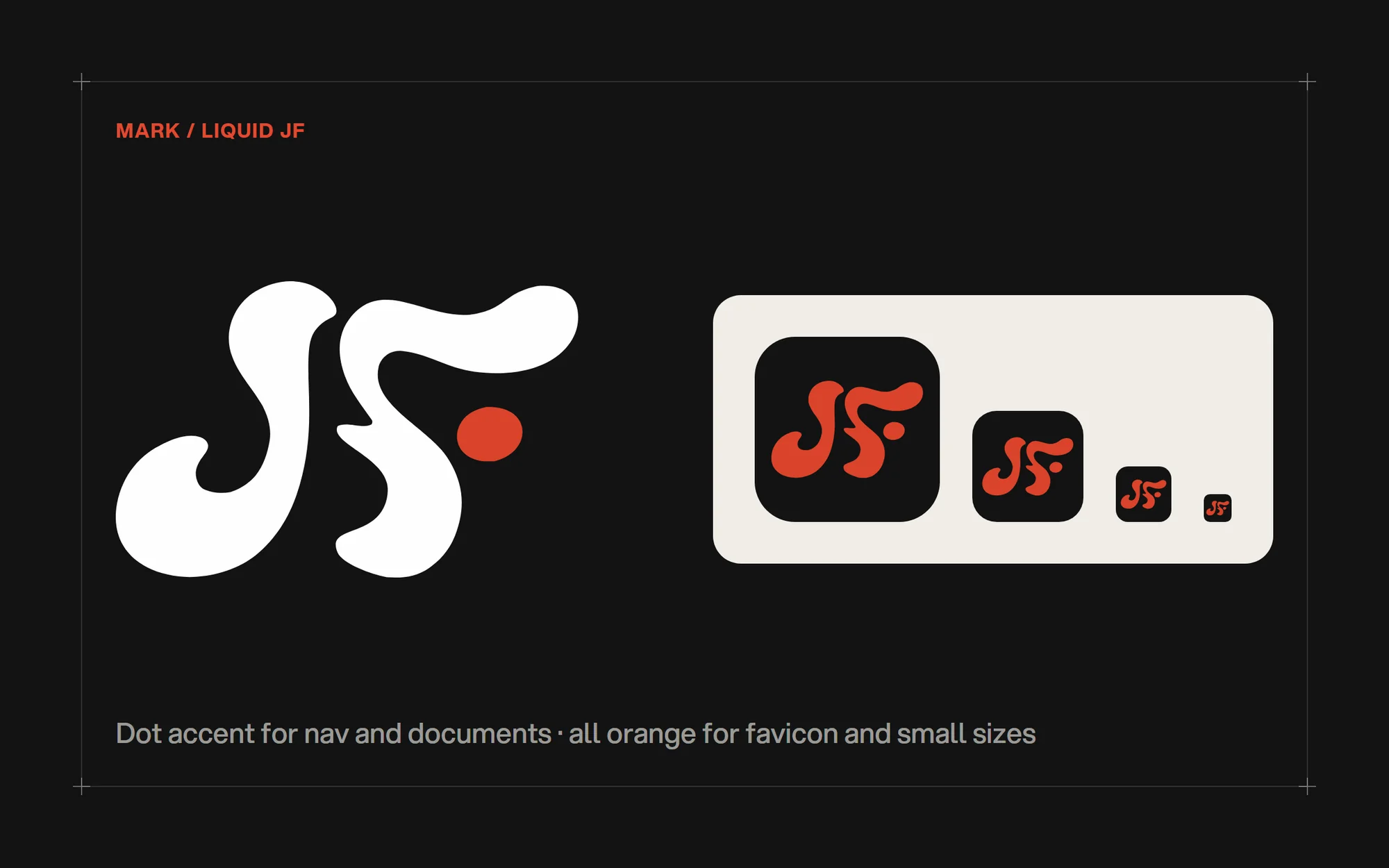 Liquid JF monogram with its favicon sizes