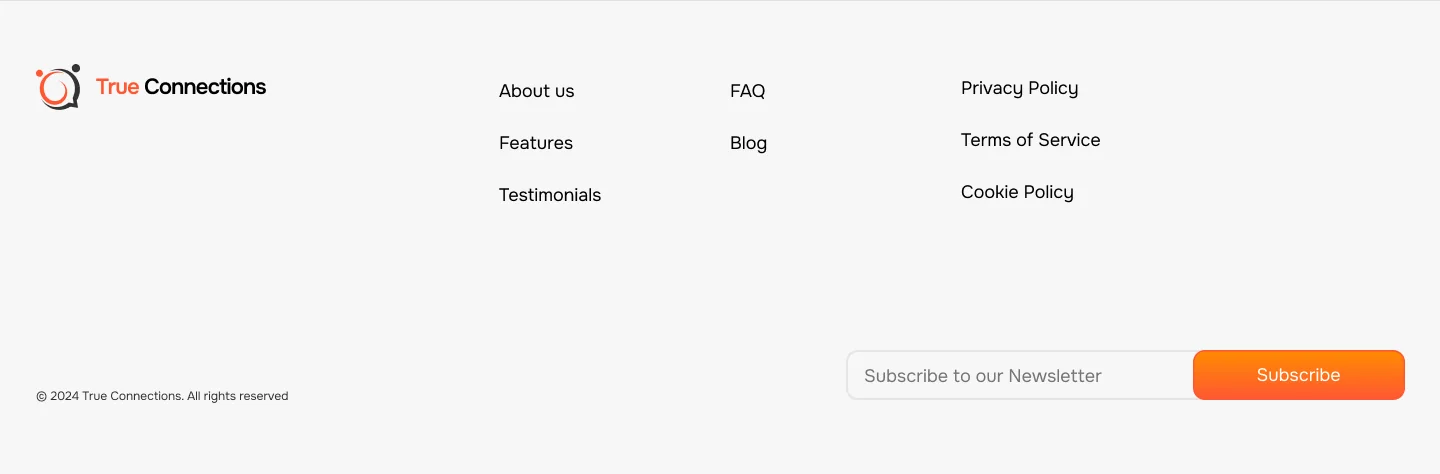 Footer with newsletter